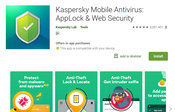 Karspersky Mobile Antivirus Applock