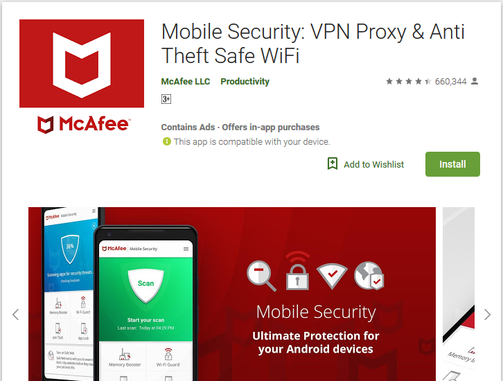 McAfee Mobile Security best antivirus app for android - TOP 5 Free Antivirus App for Android