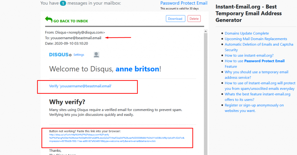 Testing Instant-email.org on disqus