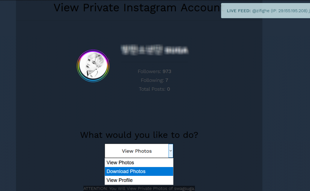 Options to view private profile in instagram